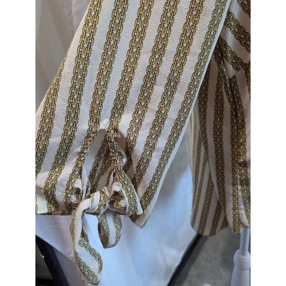 Michael Kors Women's Size 2X Chain Link Print Designer Tunic Blouse Shirt Top - Picture 3 of 13